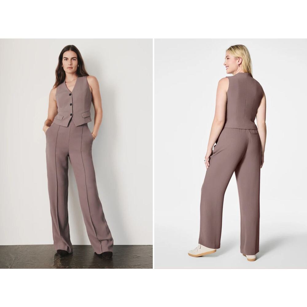 SPANX Crepe Straight Leg Pleated Trousers Office Minimalist Size Small Petite